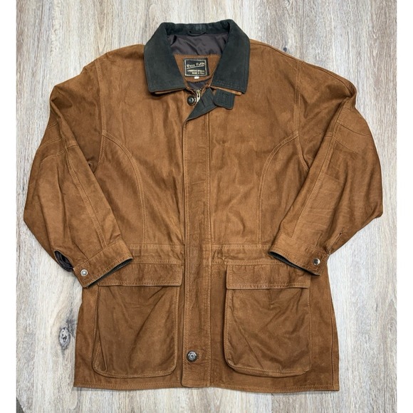 Vera Pelle Suede Barn Jacket Mens M Lined Leather Coat Made In Italy Please Read